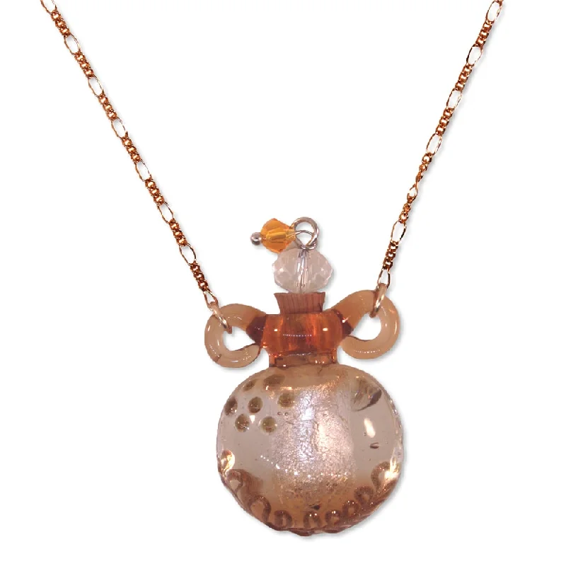 pearl drop necklaces for women -Bottle Necklace with Amber with Cork Top Opens 14k Yellow Gold-filled