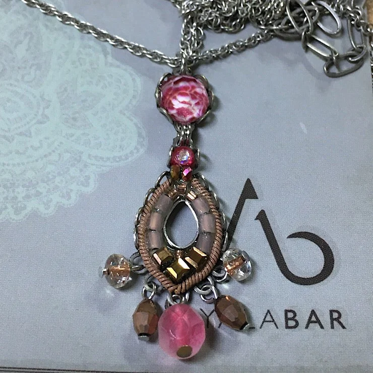 bohemian style necklaces for women -PINK AYALABAR PENDANT NECKLACE