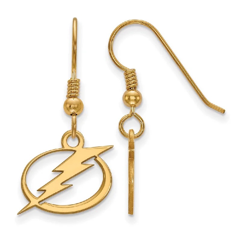 simple hoop earrings for women -SS 14k Yellow Gold Plated NHL Tampa Bay Lightning SM Dangle Earrings