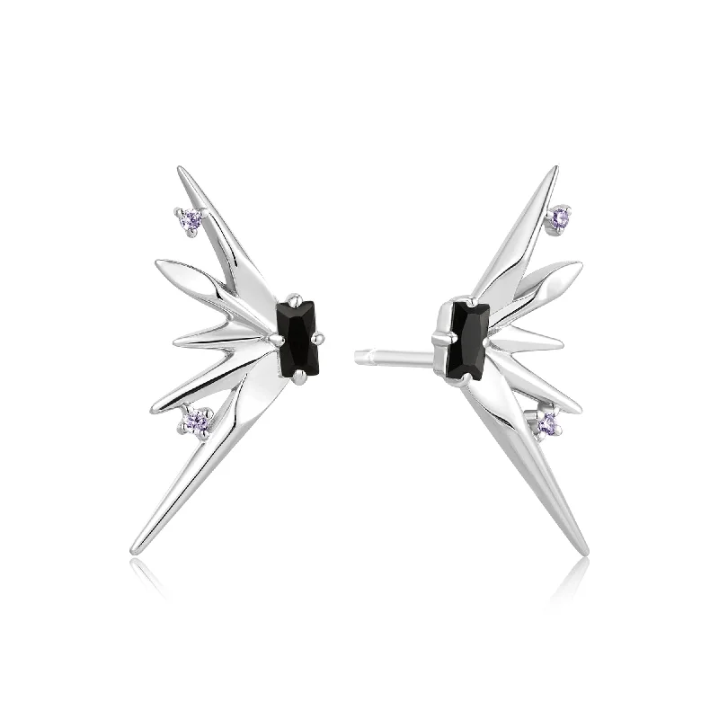 evening earrings for women -Ania Haie Silver Statement Spike Stud Earrings