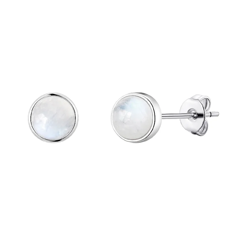 pearl drop earrings for women -Moonstone Stud Earrings