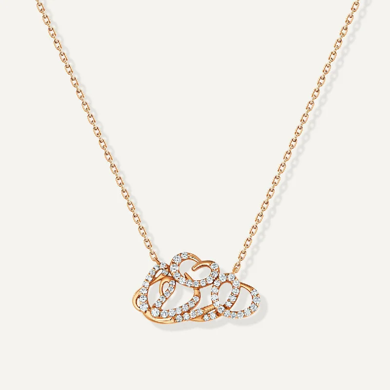 simple charm necklaces for women -Allusia Love Detailed 18K Rosegold Necklace w. Diamonds