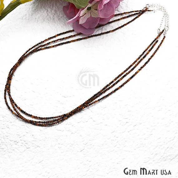 boho necklaces for women -Tiger Eye Bead Chain, Silver Plated Jewelry Making Necklace Chain