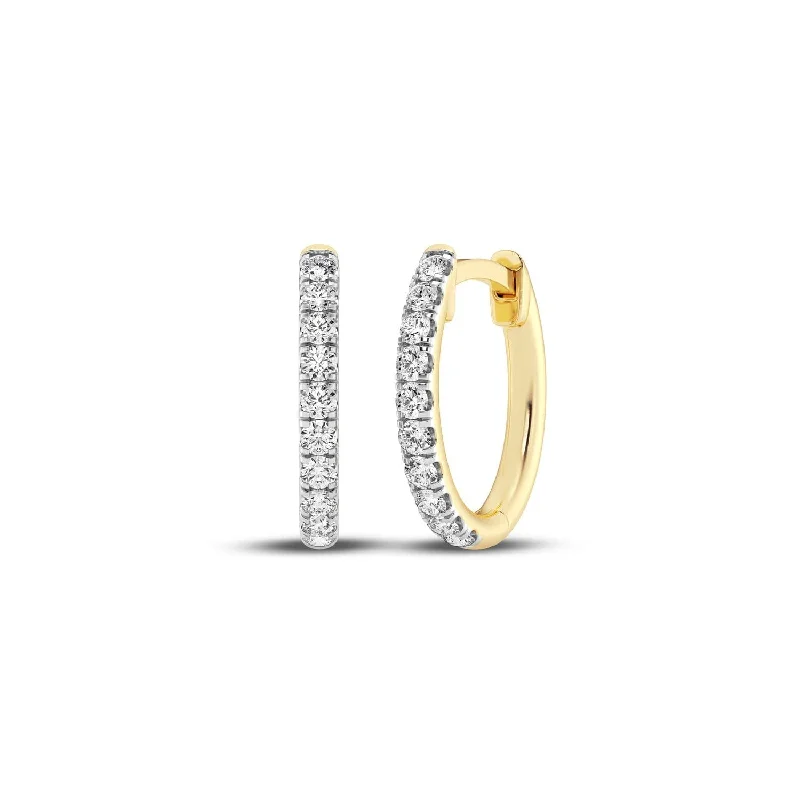 gold drop earrings for women -Meera 1/5ct Laboratory Grown Solitaire Diamond Hoop Earrings in 9ct Yellow Gold