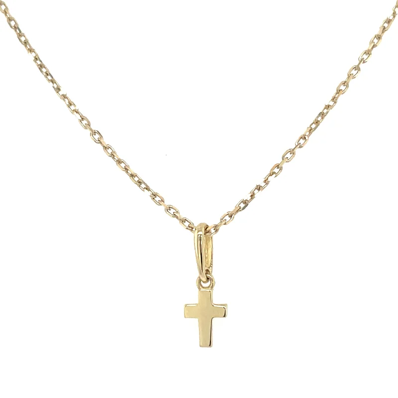 minimalist necklaces for women -9ct Yellow Gold Petite Plain Cross Necklace