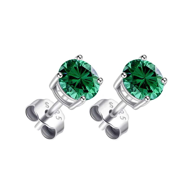 long earrings for women -Sterling Silver Green Earrings Created with Zircondia® Crystals