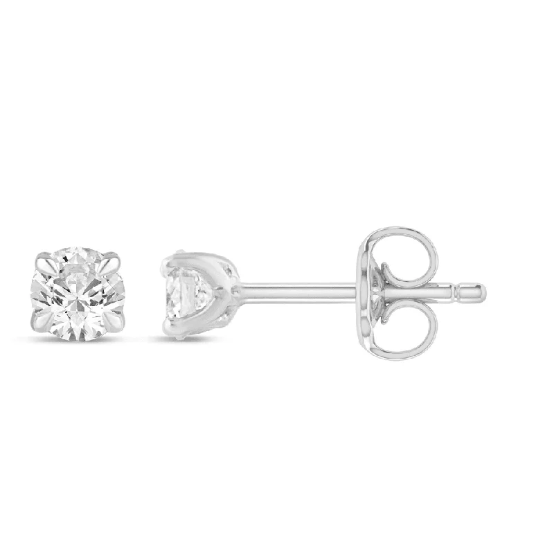 luxury earrings for women -Solitaire Stud Earrings with 0.10ct of Laboratory Grown Diamonds in 9ct White Gold