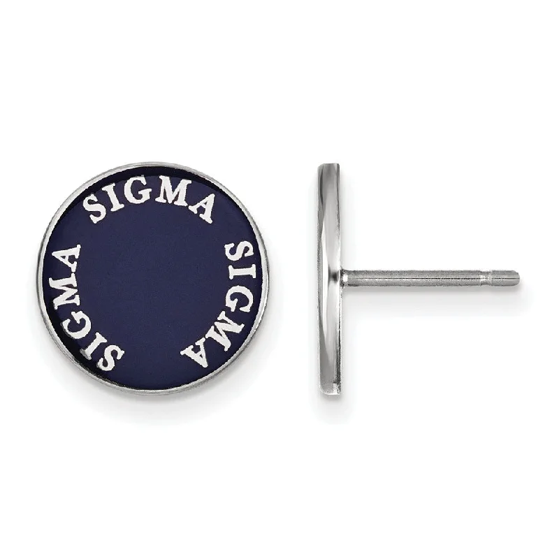 elegant dangle earrings for women -Sterling Silver & Royal Purple Enamel Sigma Sigma Sigma Post Earrings