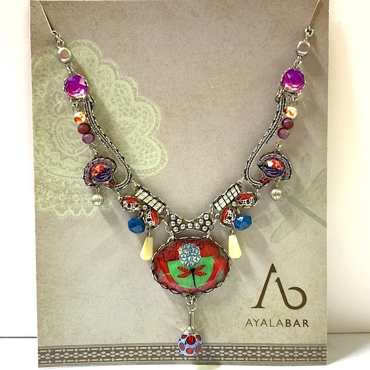 birthstone necklaces for women -AYALABAR RED DRAGONFLY NECKLACE