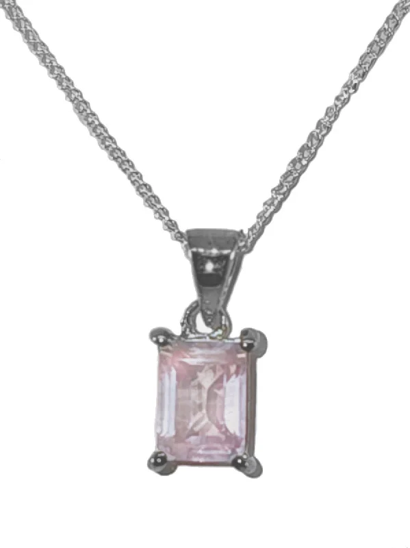 choker necklaces for women -Rose Quartz Necklace Sterling Silver 14-inch Chain