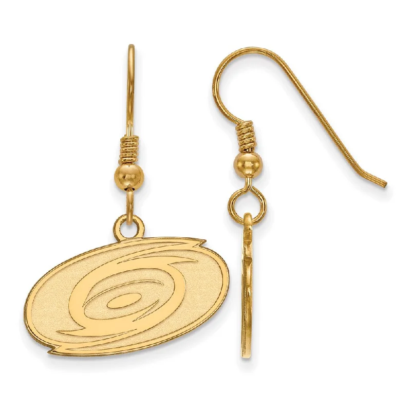 multi-colored earrings for women -SS 14k Yellow Gold Plated NHL Carolina Hurricanes SM Dangle Earrings