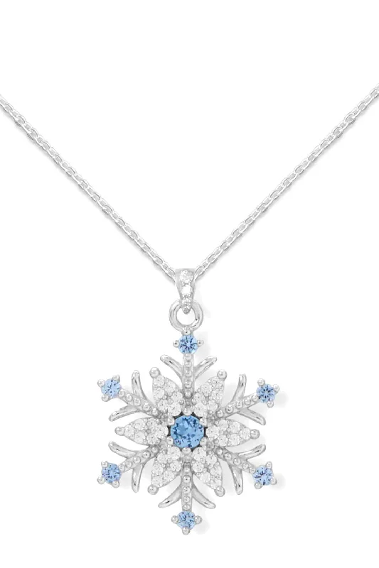 elegant pearl necklaces for brides -Snowflake Necklace with 42 Sparkling Cubic Zirconia Stones 18-inch length