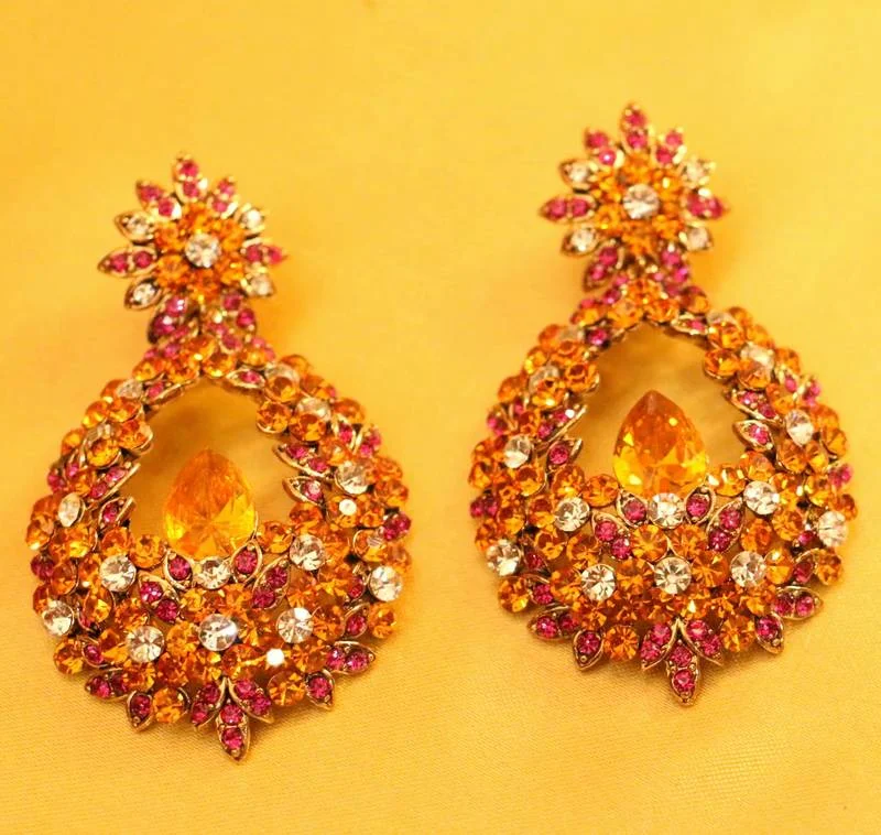 bridal earrings for women -Multicolour Cocktail Zircon Studded Fashion Earrings