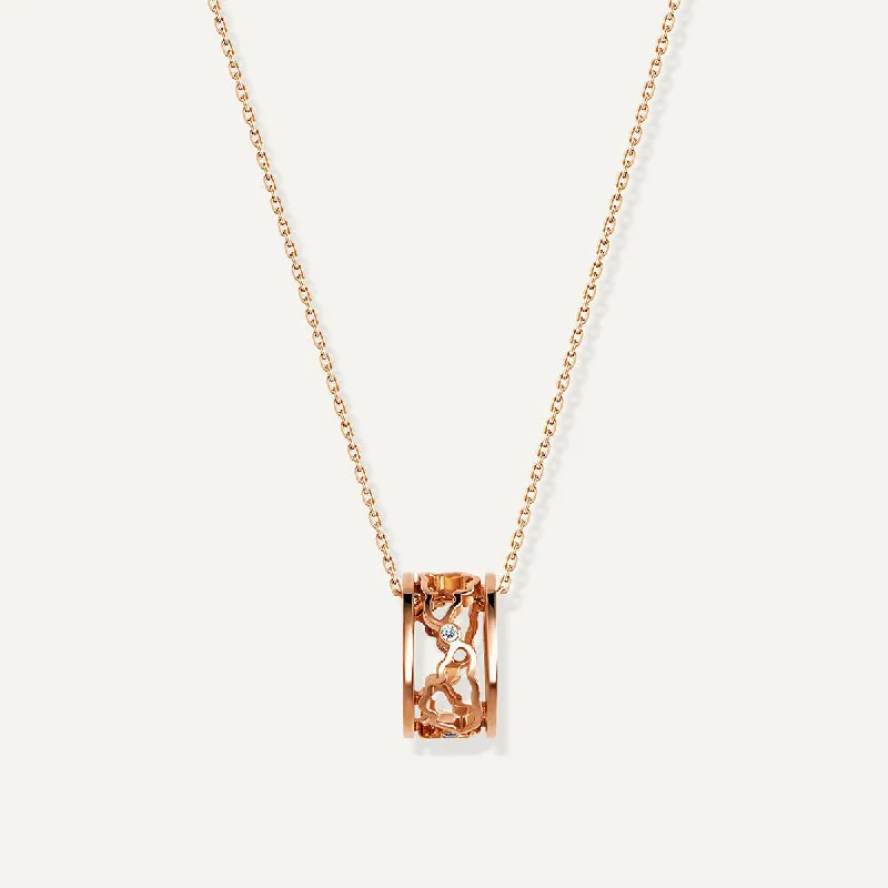 layered necklaces for women -Allusia Love Band 18K Rosegold Necklace w. Diamonds