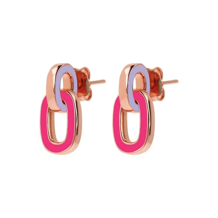 trendy statement earrings for women -Bronzallure Miss Fuchsia & Lavender Enamel Earrings