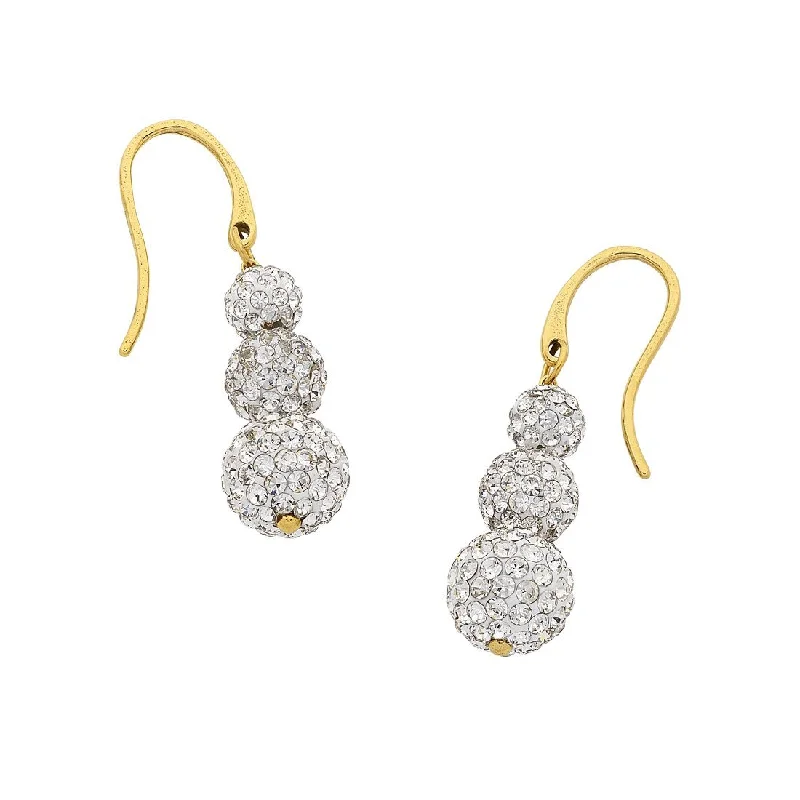 wedding earrings for women -Yellow Crystal Ball Drop Earrings in Stainless Steel