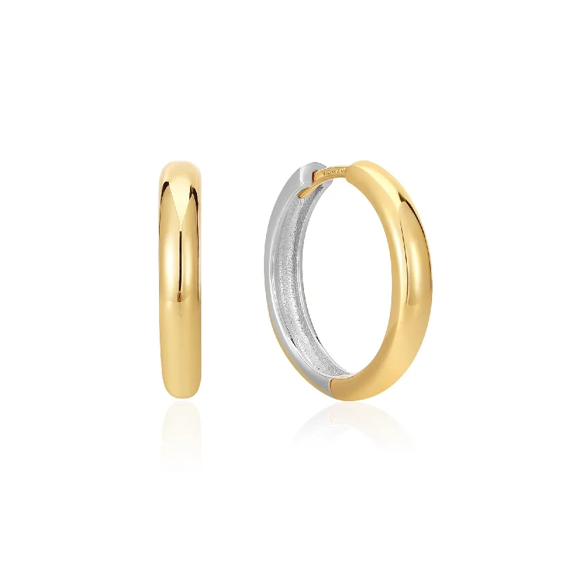 pearl stud earrings for women -Ania Haie Two Tone Hoop Earrings