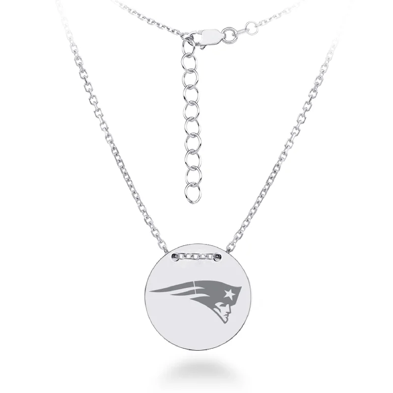 custom name necklaces for women -New England Patriots Necklace Licensed NFL Team Circle Pendant Sterling Silver