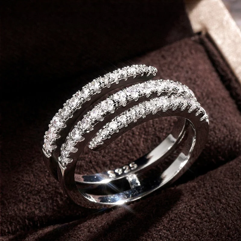 minimalist rings for women -Surround Shaped Shiny Crystal CZ Statement Ring