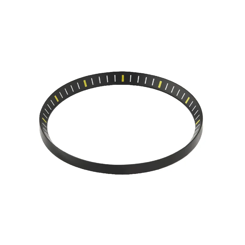 crystal rings for women -SKX007/SRPD Chapter Ring: Matte Black Finish with Yellow Markers