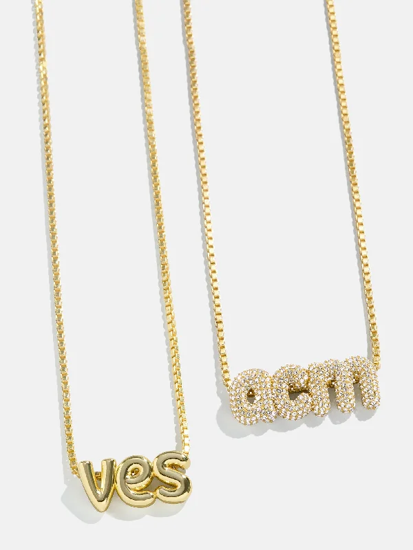 classic gold necklaces for women -Custom Bubble Monogram Necklace - Gold/Pavé