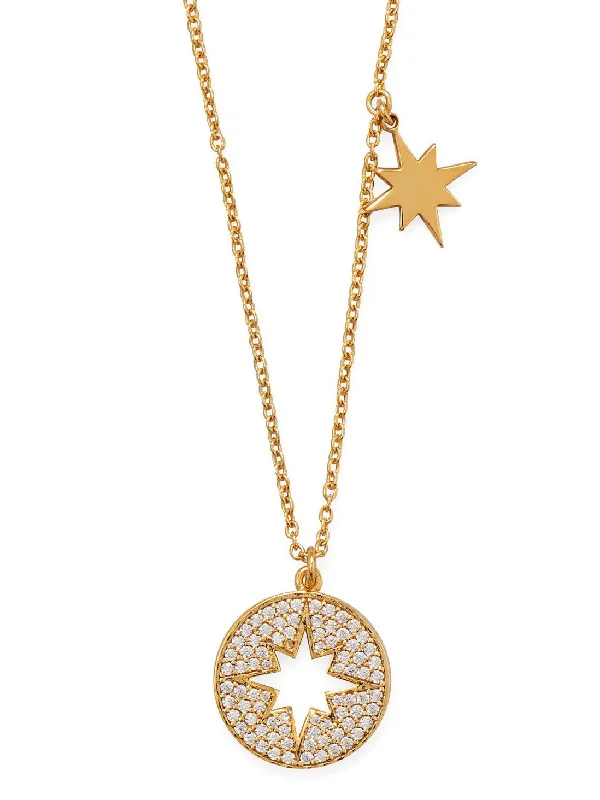 vintage pendant necklaces for women -Star Necklace with Cubic Zirconia and Star Charm Gold-plated Sterling Silver