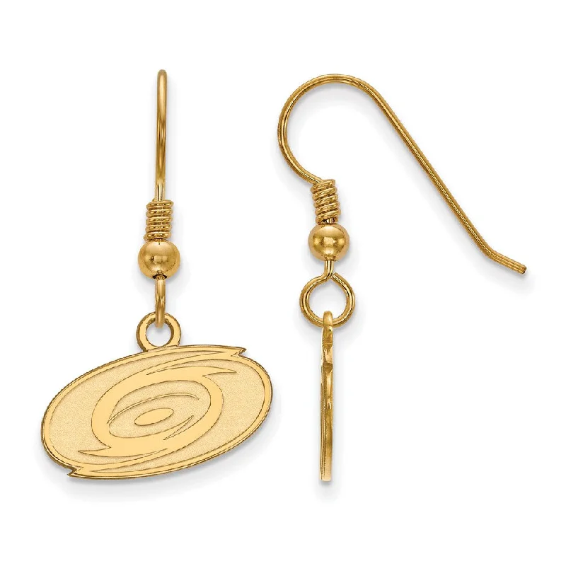 chic silver earrings for women -SS 14k Yellow Gold Plated NHL Carolina Hurricanes XS Dangle Earrings