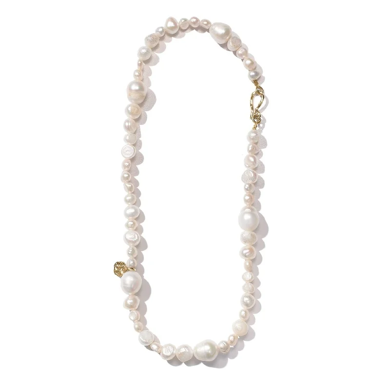 modern necklaces for women -Elysia Cascade 14k Gold Necklace w. Pearls