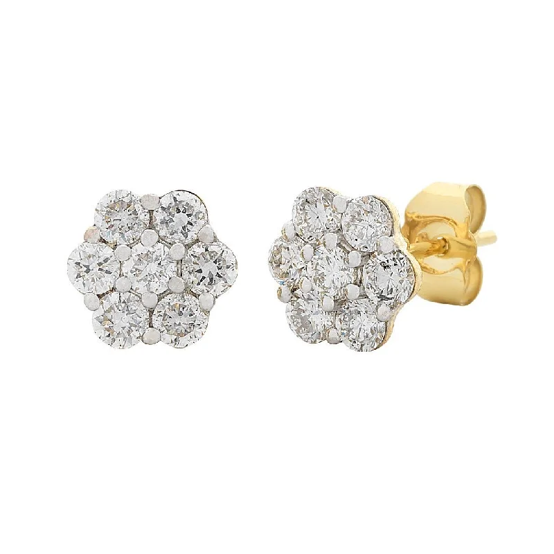 multi-strand earrings for women -Meera Flower Earrings with 1.00ct of Laboratory Grown Diamonds in 9ct Yellow Gold