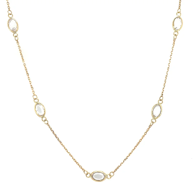 gold necklaces for women -9ct Yellow Gold Rubover Oval Cz Necklace