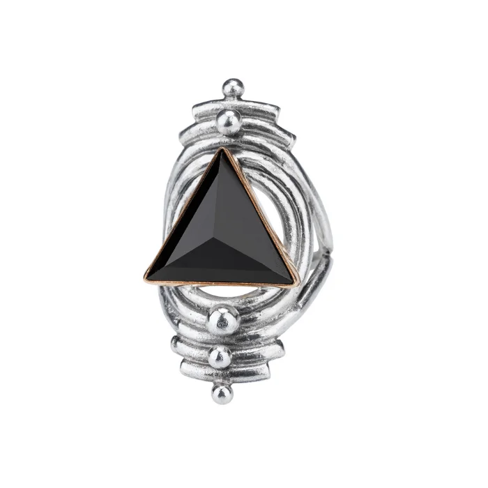 engraved rings for women -Black Onyx Portal Ring