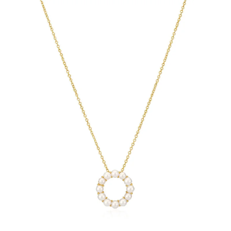 adjustable necklaces for women -Biella Altro Perla 18K Gold Plated Necklace w. Pearls