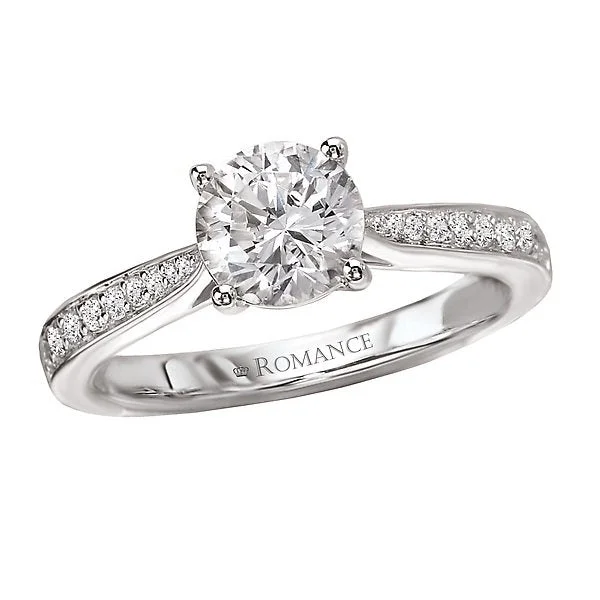 family birthstone rings -14KT WHITE GOLD 1.20 CTW ROUND DIAMOND TAPERED TRELLIS RING