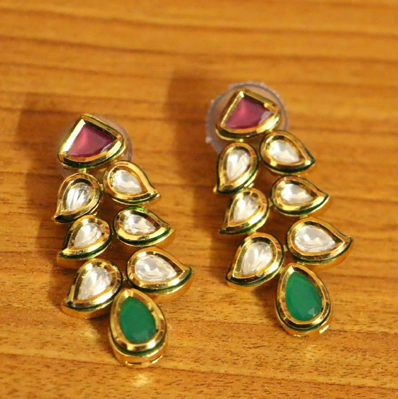 silver stud earrings for women -Multicolour Kundan Meenakari Paisley Earrings