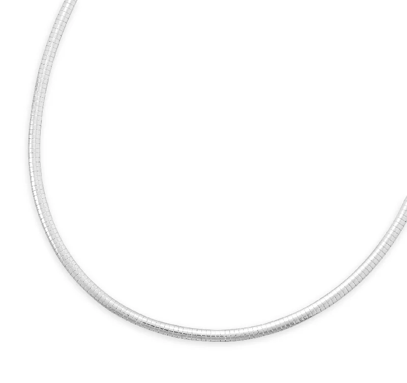 stunning necklaces for women -Domed Omega 4mm Sterling Silver Necklace