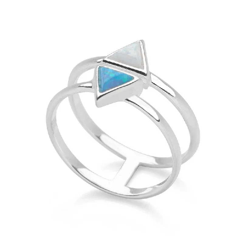 sparkling rings for women -Opal Triangles Ring