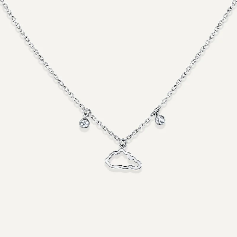 bridal necklaces for women -Allusia Love One 18K Whitegold Necklace w. Diamonds