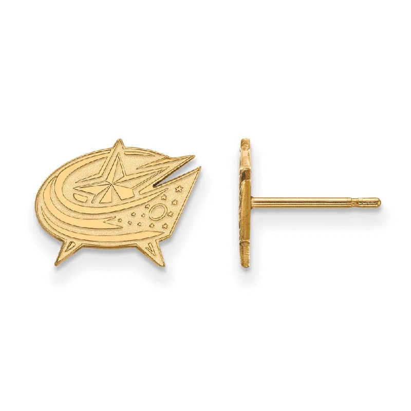 gold earrings for women -SS 14k Yellow Gold Plated NHL Columbus Blue Jackets XS Post Earrings