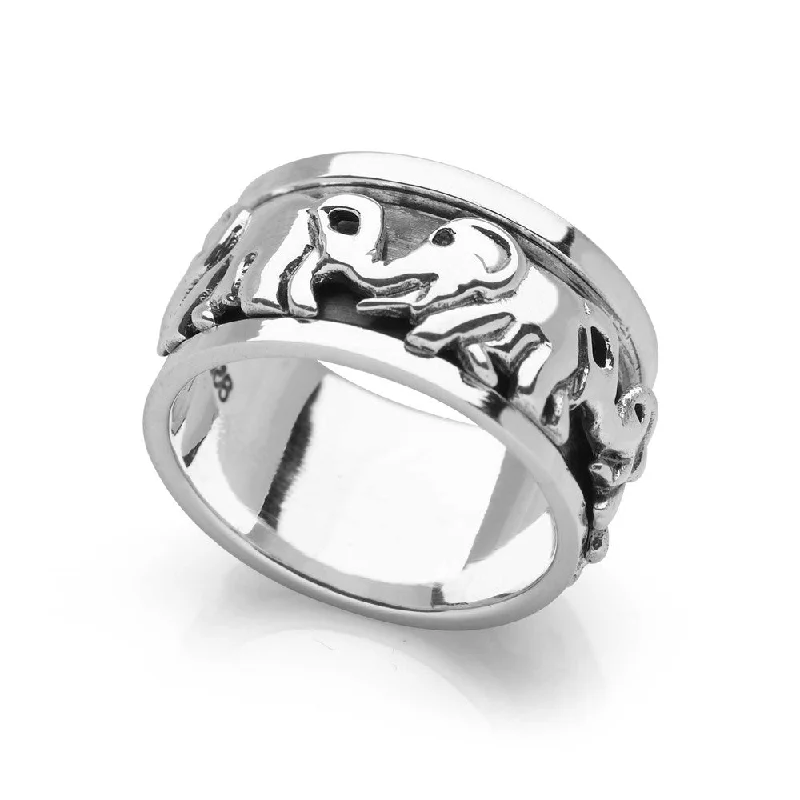 vintage rings for brides -Elephant Spin Ring