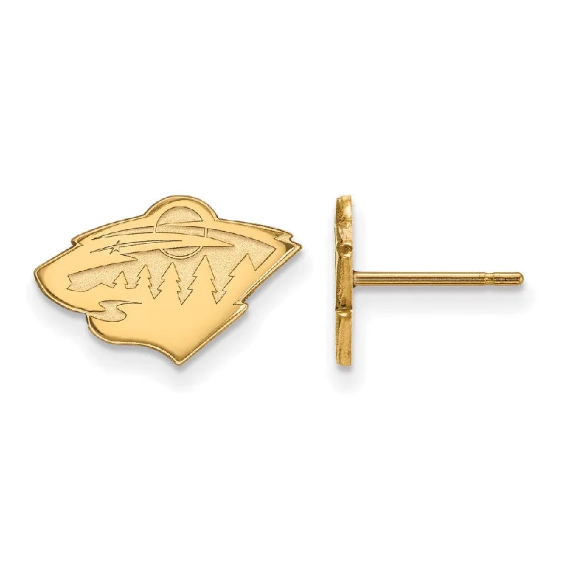 luxury earrings for women -SS 14k Yellow Gold Plated NHL Minnesota Wild XS Post Earrings