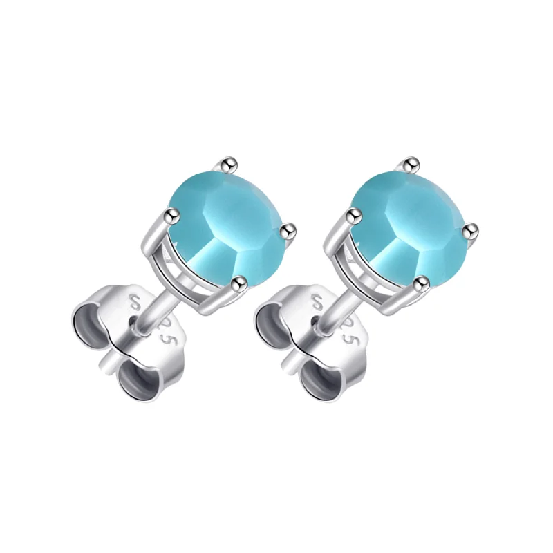 big statement earrings for women -Sterling Silver Turquoise Earrings Created with Zircondia® Crystals