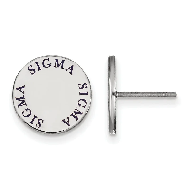 rhinestone earrings for women -Sterling Silver & Enamel Sigma Sigma Sigma Post Earrings