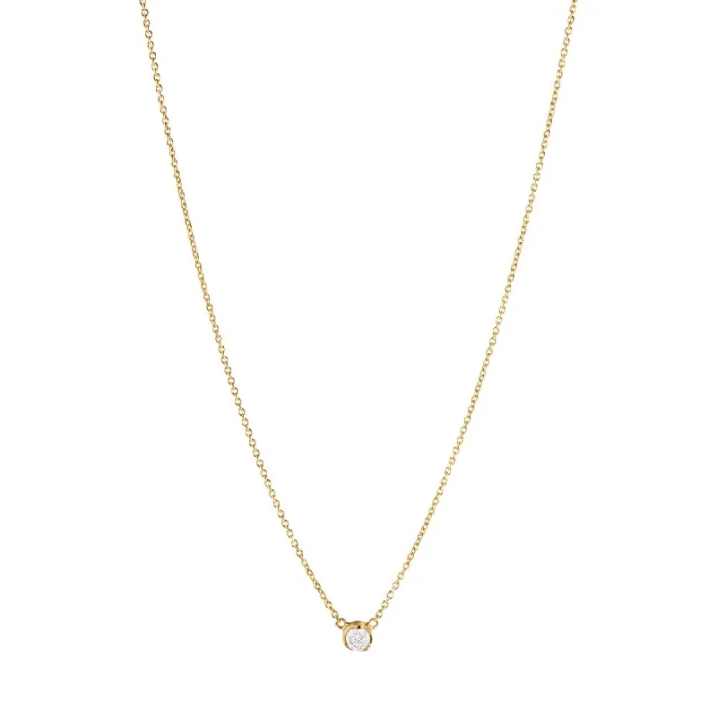 vintage necklaces for women -Signature Solitaire 18K Gold Necklace w. 0.10ct Diamond