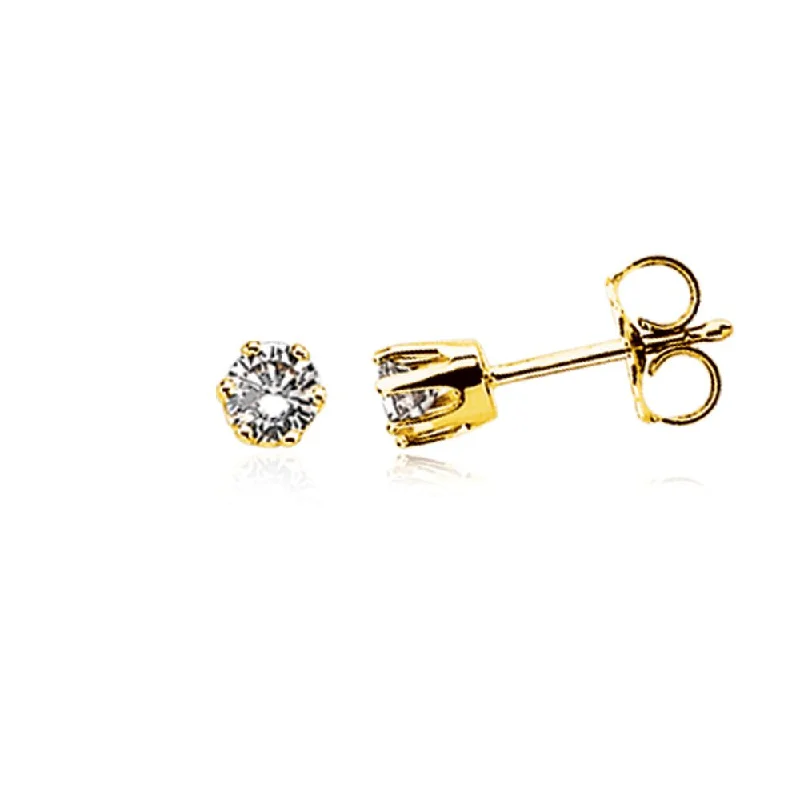 pearl earrings for women -1/3 Carat Diamond Stud Earrings - 14k Yellow Gold