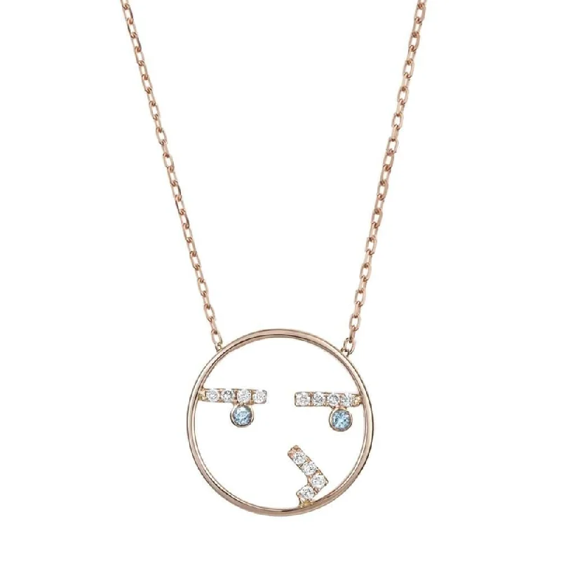 minimalistic gold necklaces for women -MOYEN Curious 18K Rosegold Necklace w. Topaz & Diamond