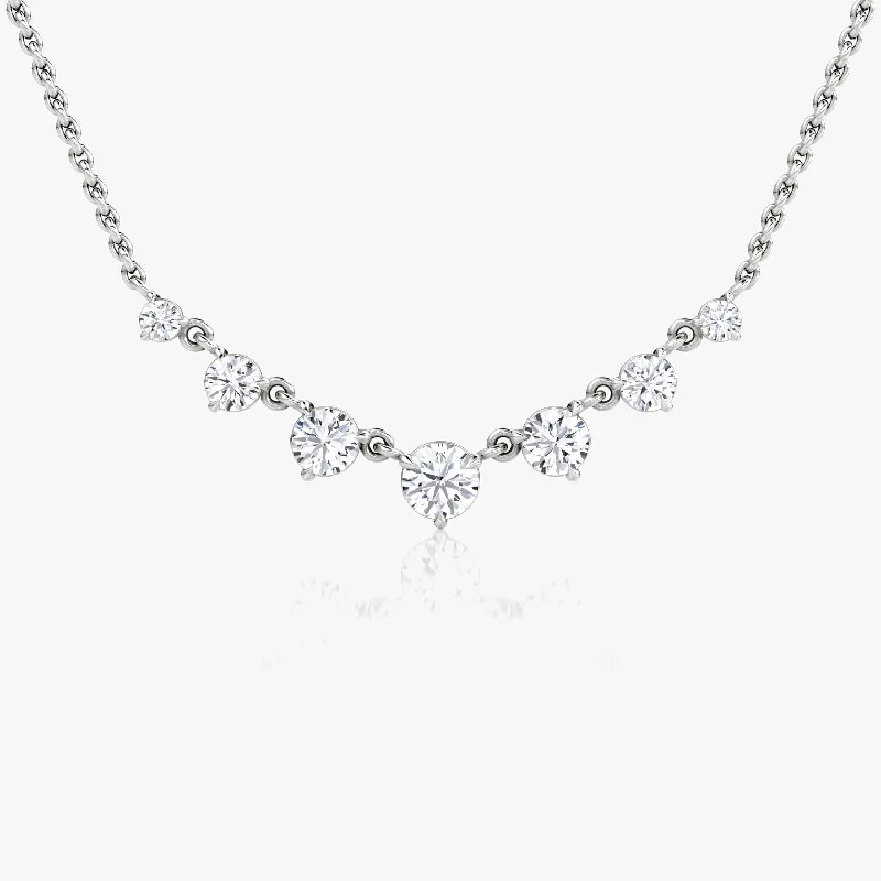 trendy choker necklaces for women -Linked 14K White Gold Tennis Necklace w. 0.85ct Lab-Grown Diamonds