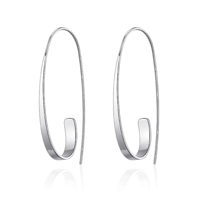 chunky earrings for women -Sterling Silver Curved Earrings