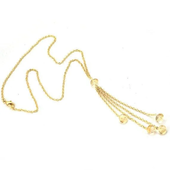 statement gold necklaces for women -Round Shape Dangle Drop Beads Gemstone Long Necklace Chain (Pick your Gemstone)