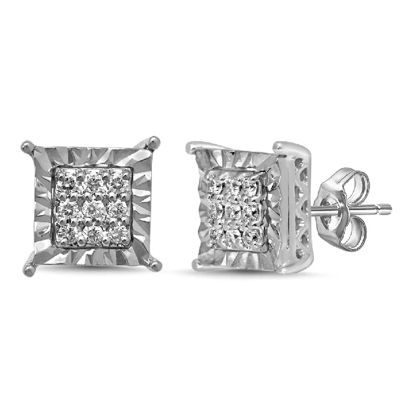 casual earrings for women -Brilliant Miracle Stud Earrings with 0.10ct of Diamonds in Sterling Silver