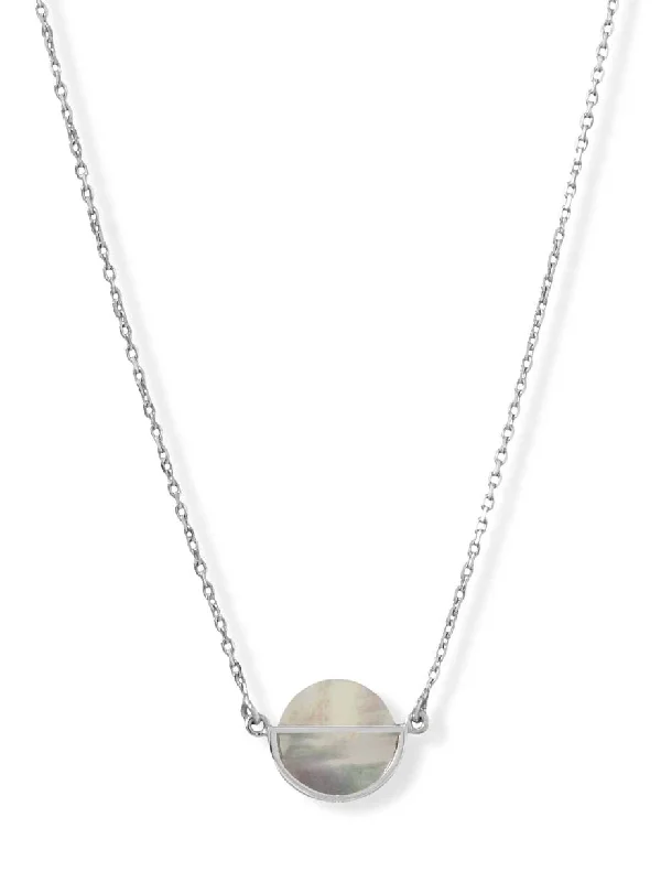 simple charm necklaces for women -Shell Moon Necklace Rhodium on Sterling Silver Adjustable